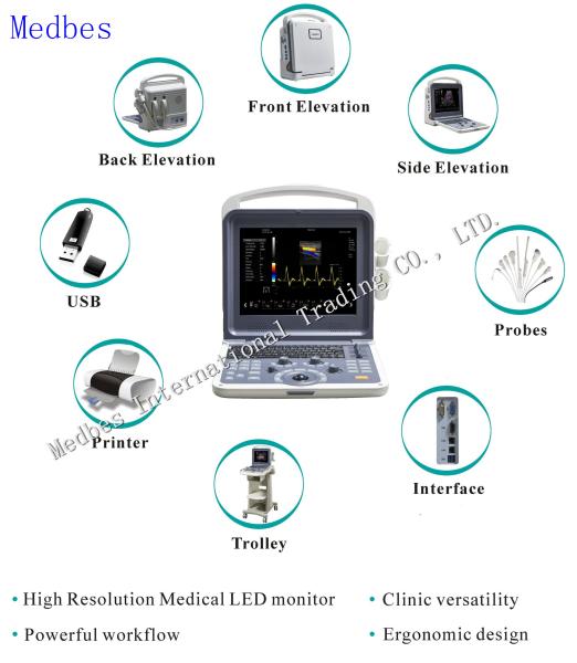 Cheap Portable Ecografo 4D Color Doppler Ultrasound Machine, Portable Echo Ultrasound Scanner for sale