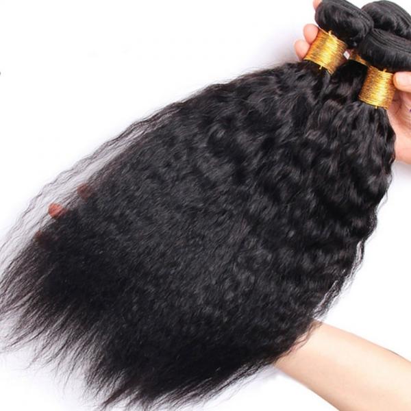 Cheap Brazilian / Peruvian Kinky Straight Virgin Human Hair Bundles With Natural Color for sale