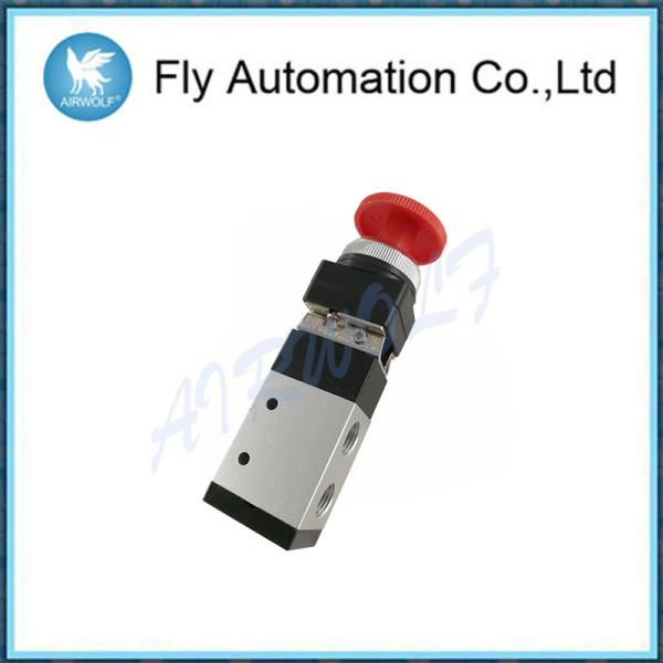 Cheap 1/4" Mechanical  3/2 Way Push Button Air Valve Red Port Convenient Operation for sale