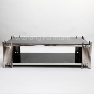 China Chrome Furnishings Rectangular Center Table Sofa Table With Double Tempered Glass on sale