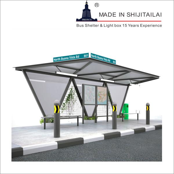 Cheap Standing Up Solar Bus Stop Shelter With LED Advertising Billboard for sale