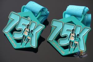 Race 75K Marathon Custom Metal Sports Medals Spray Pontan Colors  With Printing Ribbon