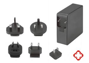 Universal Input 48~65W GaN Medical AC Adapter 2 x MOPP IEC/EN60601-1 Compliance