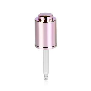 China 18mm Cosmetic Small Glass Dropper Round Shape With Bamboo Push Button on sale