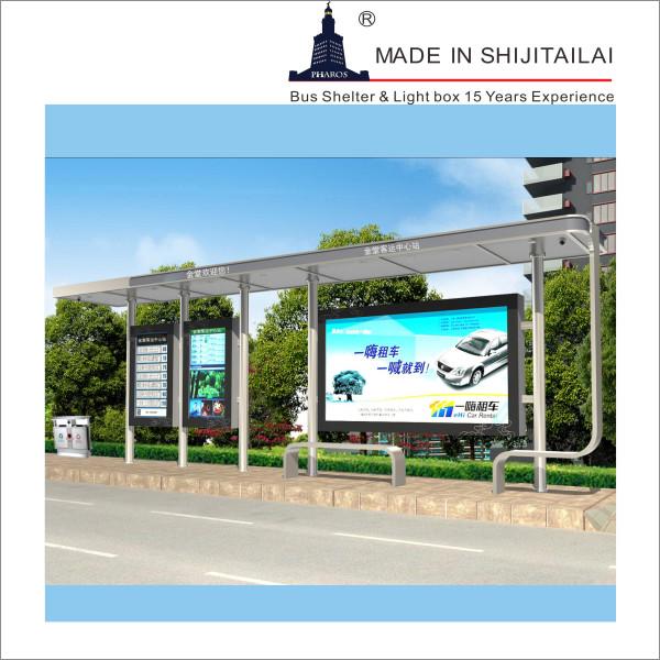 Cheap Prefabricated LED Light 50W 10A Bus Stop Shelter for sale