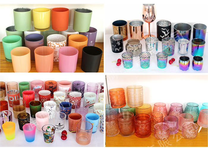 Custom color Empty Heat-resistant Thick Glass Candle Holders for Scented Candle