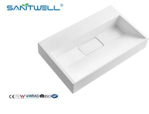 Best Special Design SW6001-600 Square Button Artificial Stone Basin Without Hole Semi- Counter Stone Sinks wholesale