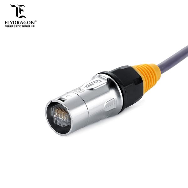 Cheap High Quality LED Screen Display Ethernet Dual Port Socket RJ45 Panel Mount Connector for sale