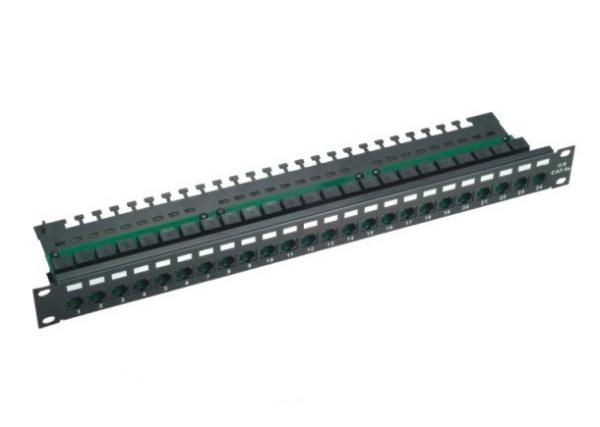 Cheap Black 24 Port Cat5e Patch Panel , UTP  Unshielded Patch Panel For Networking for sale