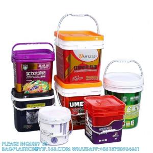 5 To 25 Liter Square Plastic Buckets Rectangular Buckets With Lid And Handle Custom Color Printing Logo