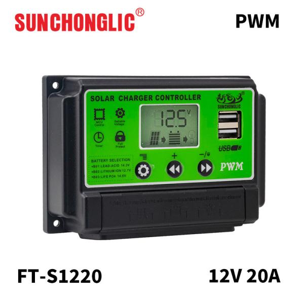 Cheap Intput 20A PWM Solar Charger Controllers 2A Output 12v 24v Solar Charge Controller for sale