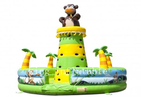 Cheap Jungle Theme Monkey Inflatable Climbing Tower Wall With Trees for sale