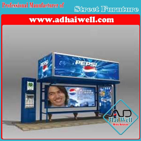 Cheap Good Design of Bus Stop Shelter with Advertising Display for sale