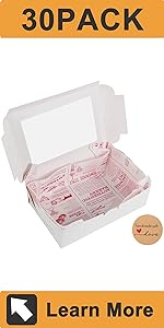 White Bakery Boxes With Window, 9x6x3 Inch, For Pastry, Dessert, Pies Packaging, Great For Birthday Party, 30 Pack