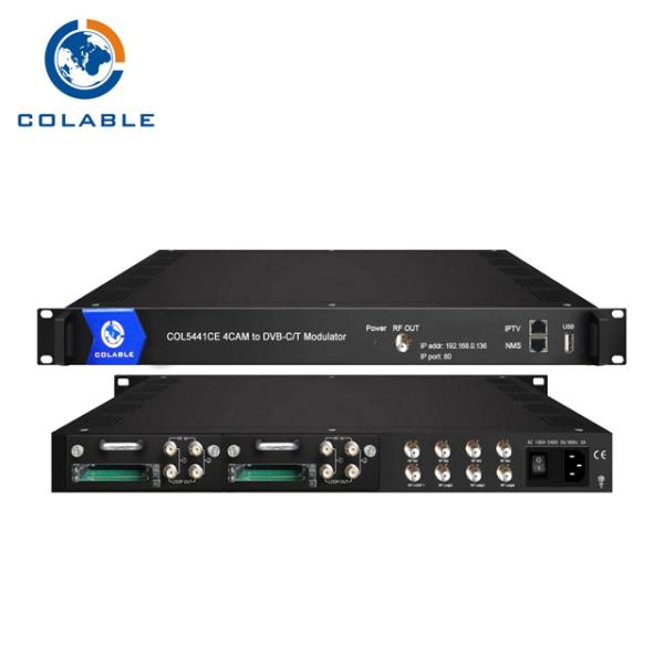 Cheap Custom Tuner To RF Modulator , 4 CAM 8 CH Dvb S2 To Dvb T2 Transmodulator for sale