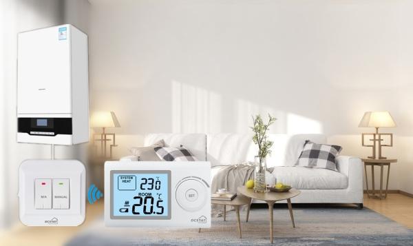 Cheap Fireproof Wireless 7 Day Programmable Room Thermostat Remote Controlled for sale