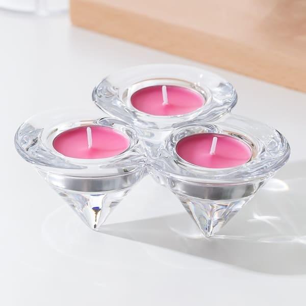 Cheap Triple Glass Tealight Candle Holders Triangular Cone Shaped Trio Candle Holder for sale