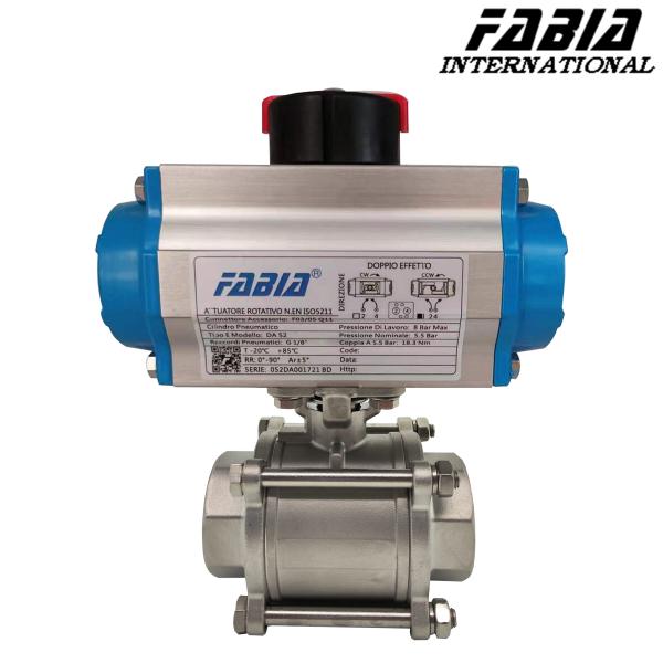 Cheap Three-Piece Pneumatic Ball Valve For Automatic Operation for sale