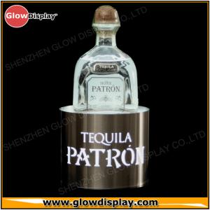 China Customized Liquor Led Bottle Display , Acrylic Mirror And Cutting Wordings Liquor Bottle Shelves on sale