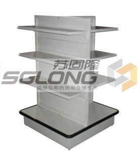 China Four Way Supermarket Display Shelves Convenience Store Racks Q195 Material on sale
