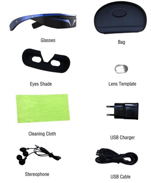 Custom Virtual 3D Smart Video Glasses Android 5.1 TFT LCD 0.32 Inch Display