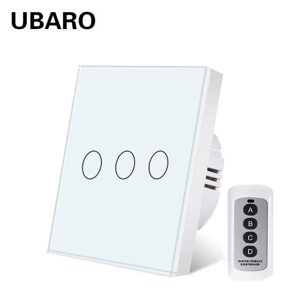 Cheap Smart Home White Tempered Glass Panel Wireless Remote Switch Controllable Remote Wall Switch 0 - 20 Meters for sale