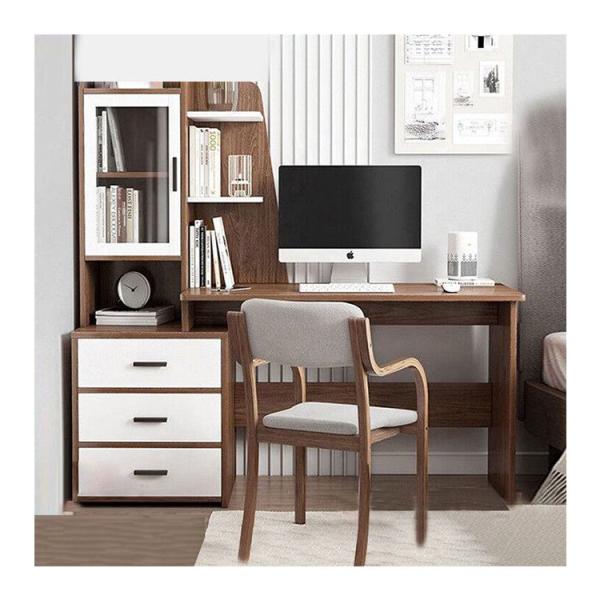 Cheap Minimalist Computer Table with Bookshelf and Drawer Cabinet for sale