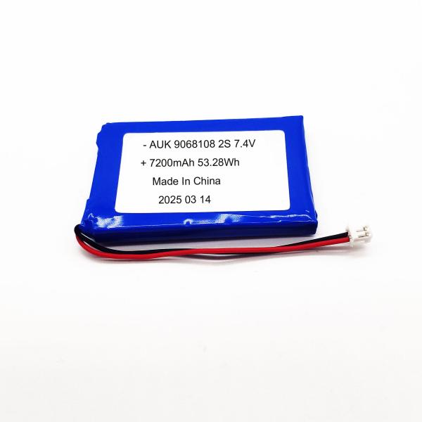 Cheap AUK Manufacturer Customized 7.4V 2S 7200mAh 53.28Wh Low Temperature Lithium Polymer Battery -40°C Degree Discharge Low Temperature Lipo Battery for sale