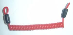 Expanding red safe spring coiled lanyard for tools security two small loop ends
