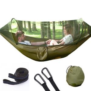 Camping Hammock with Mosquito Net, Hammocks with 13ft Tree Straps Carabiners, Automatic Quick Open Outdoor