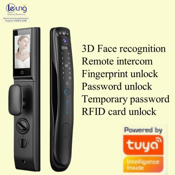 Cheap Qlleung S931MAX Automatic 3D Face ID Video Intercom Fingerprint Card Key Code Tuya APP Remote Control Smart Door Lock  for sale