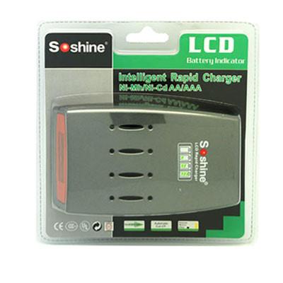 Cheap Soshine C3 LCD Quick Charger for 4pcs NiMh / NiCd AA AAA Batteries for sale
