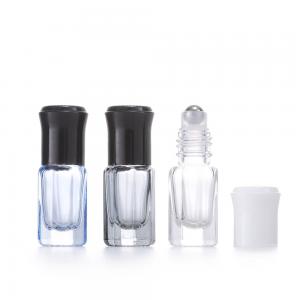 China Octagonal Small Massage Roller Bottles Steel Ball Essential Oil Bottle Vials Glass Perfume on sale