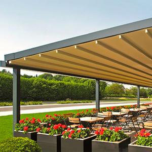 Waterproof PVC Retractable Patio Awning With Led Lights 3 - 5 Years Warranty