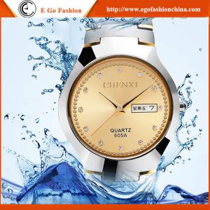China 605A Day&Date Display Watches for Man Business Watch Golden Watch Quartz Watch Casual on sale