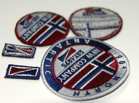Cheap High Density Custom color Round  Shape Applique Patches Grey Merrowed Edge Iron On for sale