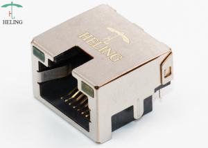 China Female Right Angle RJ45 Connector With LED Pipe Latch Up Seeking PCB Thru - Hole Type on sale