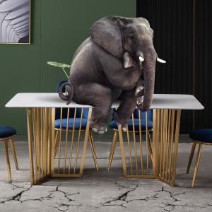 China Marble Effect Luxury Dining Table And Chairs White With Stainless Steel Leg UK-KD006 on sale