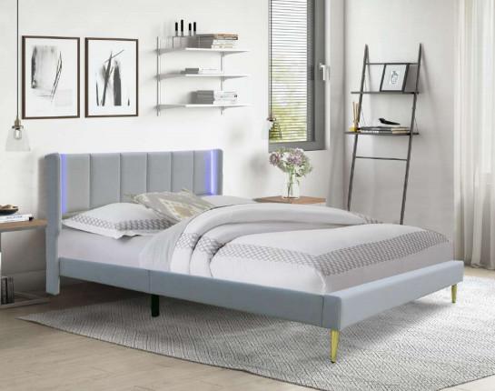 Cheap Wholesale Handmade Upholstered Platform Bed With Colourful Light Headboard for sale