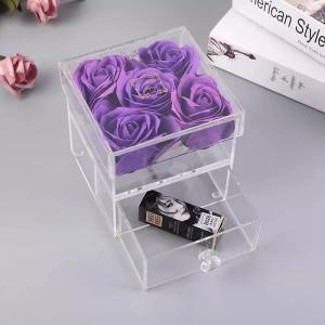 China Custom preserved roses acrylic clear acrylic display box with drawer on sale