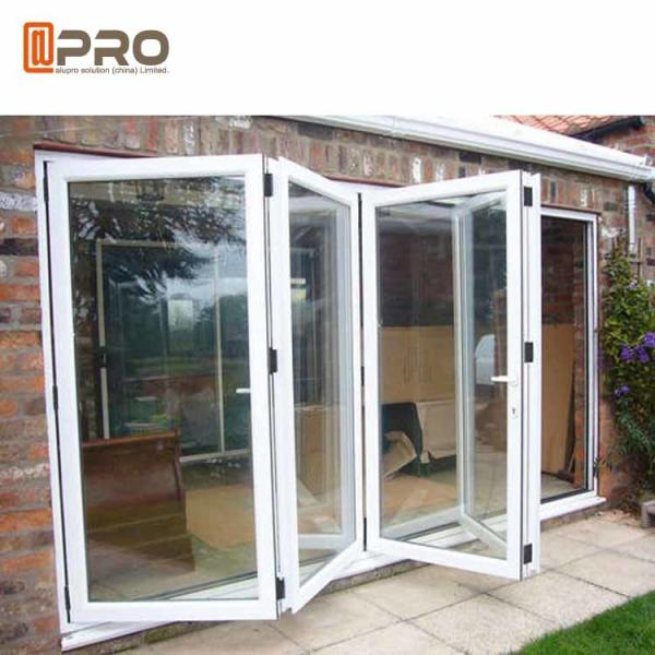 Cheap Low - E Glass Aluminum Folding Doors / Accordion Folding Doors Custom White Color for sale