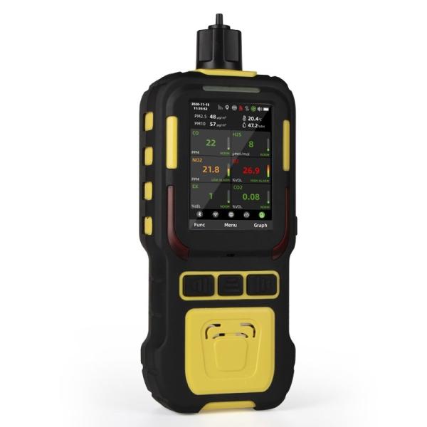 Cheap 6 In 1 Multi Gas Detector EX O2 CO H2S CO2 NO2 C2H4 Portable Gas Monitor for sale