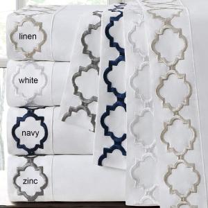 China All-Season Flat Bed Sheet Egyptian Luxury Embroidered Bed Sheet Set with Beautiful Rope Embroidery 4 Piece Set on sale