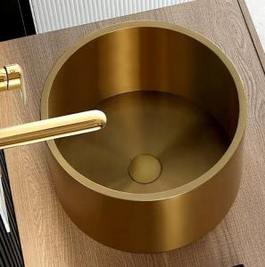 Best Stainless Steel 304 Stainless Vessel Sinks , Gold Bathroom Sink Bowl For Cabinet Lavatory wholesale