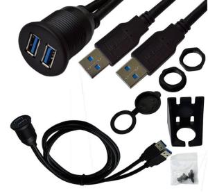 OEM Car Dashboard USB Extension Cord USB3.0 A Female Connector One End
