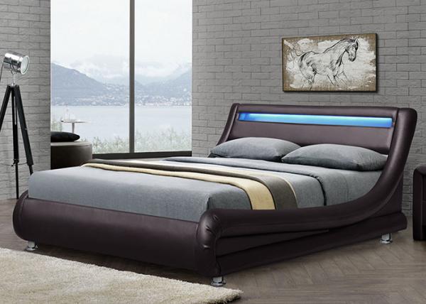 Cheap Upholstered Modern Contemporary Bed Frame Leather Wave Curve Platform Bed for sale