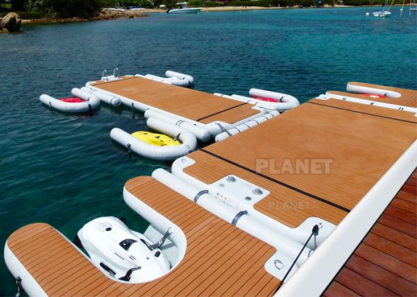 Cheap 4x2x0.2m Teak Sunbathing Inflatable Floating Island Dock for sale