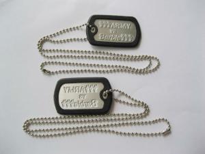 China 50*30mm Size Custom Metal Dog Tags , Aluminum Dog Tags With Ball Chains on sale