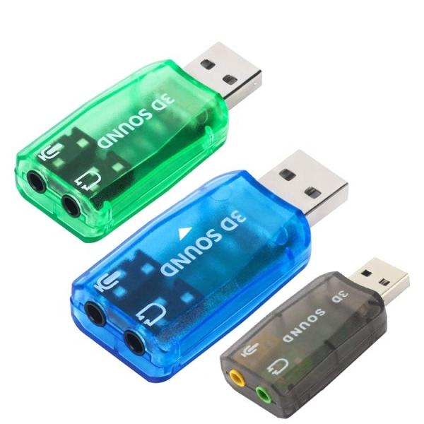 Cheap Plug and Play 5.1 External 3D Mic Stereo Studio Audio USB Interface Sound Card Adapter with 3.5mm Headphone for sale