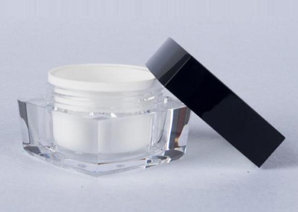 Cheap Double Wall 30g 60g Acrylic Face Cream Jars ISO FDA With Black Screw Cap for sale